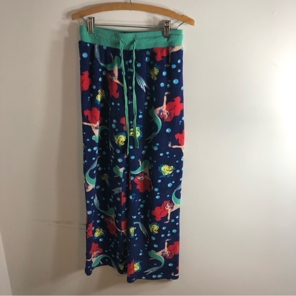 Little Mermaid Fleece Lounge Sleep Pants Small Ariel Blue Green Women’s Disney